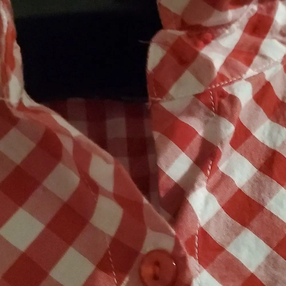 JOAN RIVER CHECKER SHIRT M red white - Picture 2 of 8
